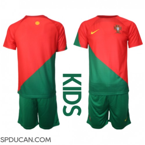 Dječji Nogometni Dres Portugal Domaci SP 2022 Kratak Rukav (+ Kratke hlače)